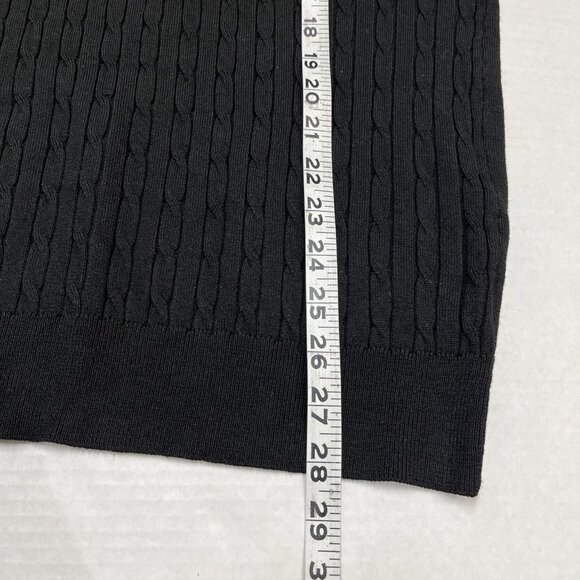 Thomas Sterling Sweater Top Men XL Black Cable Knit Short Sleeve Collared Casual - Picture 7 of 8